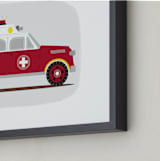 "Red Rescue Ambulance" - Art Print in Red rescue by Rebecca Marchese - Frame Close-up