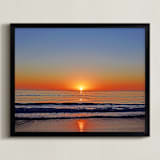 "Sunset at Carmel" - Art Print in Red-blue by NSMARK - Framed