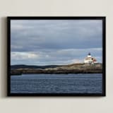 "Maine Lighthouse" - Art Print in Ocean Blue by Gray Star Design - Framed