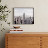 "But First, NYC" - Art Print in pastel blue and brown by Natalie Uprichard - In a Room