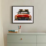 "Surfing Since 1955" - Art Print in Chili Pepper by Carole Crohan - CaroleeXpressions - In a Room