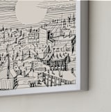 "City Blues" - Art Print in Sand by Catilustre - Frame Close-up