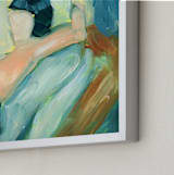 "Young Woman Lounging" - Art Print in Original Peach by Lauren Rutley - Frame Close-up