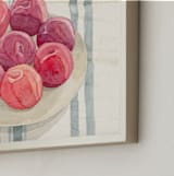 "red plums on linen tablecloth" - Art Print in Plum Red by Pippa Shaw - Frame Close-up