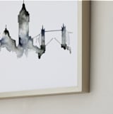 "London Skyline" - Art Print in Shades of Grey by Kelsey McNatt - Frame Close-up