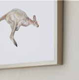 "Watercolor Leaping Kangaroo" - Art Print in Kangaroo Grey by Lauren Rogoff - Frame Close-up