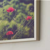 "Red Poppy Flowers" - Art Print in Khaki, smoky green, red by Lying on the grass - Frame Close-up