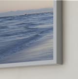"Soft Waves and Lighted Pier After Sunset" - Art Print in Bluish Gray by Kathy Van Torne - Frame Close-up