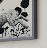 "Leaping Hare" - Art Print in Ash by Holly Hudson - Frame Close-up