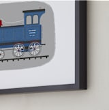 "Vintage Train Engine" - Art Print in blue valley by Rebecca Marchese - Frame Close-up