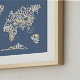 "Scandi World Map" - Art Print in Navy by Jessie Steury - Frame Close-up