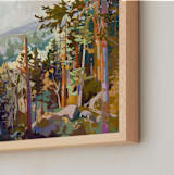 "Wait a Minute" - Art Print in Forest Blue by Jess Franks - Frame Close-up