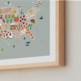 "US Agriculture" - Art Print in Robin's Egg by Joanna Griffin - Frame Close-up