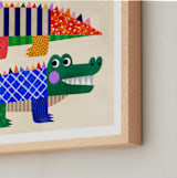 "Crocodile friends" - Art Print in Emerald by Mojca Dolinar - Frame Close-up