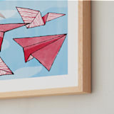 "Up and Away" - Art Print in Current Red by Cricket and Bee - Frame Close-up