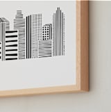 "Linear Cityscape" - Art Print in Black by Daniela - Frame Close-up