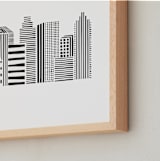 "Linear Cityscape" - Art Print in Black by Daniela - Frame Close-up
