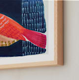 "Still 3" - Art Print in Petrol, rose, coral and mustard by Victoria Johnson - Frame Close-up