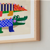 "Crocodile friends" - Art Print in Emerald by Mojca Dolinar - Frame Close-up