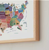 "Animals Map of USA" - Art Print in Ocean by Elly - Frame Close-up