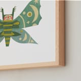 "Midnight Moth" - Art Print in Ocean Teal by Sarah Hand - Frame Close-up