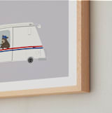 "Mail Bear" - Art Print in Berry by Adelyn T. - Frame Close-up