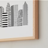 "Linear Cityscape" - Art Print in Black by Daniela - Frame Close-up