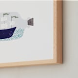 "Little Sail Boat Bottle" - Art Print in Oceanic by Jackie Crawford - Frame Close-up