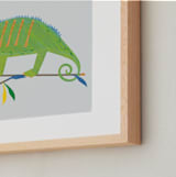 "Little Chameleon" - Art Print in jungle green by Rebecca Marchese - Frame Close-up