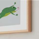 "Leap Frog Leap!" - Art Print in Leaping green by Rebecca Marchese - Frame Close-up