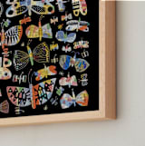 "Crayon Etched Butterflies" - Art Print in black by Lee-Anne Schmidt - Frame Close-up