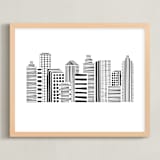 "Linear Cityscape" - Art Print in Black by Daniela - Framed