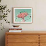 "Swing Ride" - Art Print in Bright Turquoise by Caroline Mint - In a Room