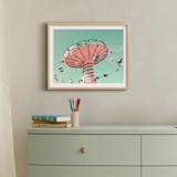 "Swing Ride" - Art Print in Bright Turquoise by Caroline Mint - In a Room