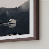 "Lakeside View" - Art Print in Deep Water by Sherley Ferreira - Frame Close-up