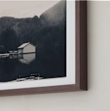 "Lakeside View" - Art Print in Deep Water by Sherley Ferreira - Frame Close-up