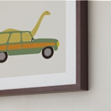 "Driving Apatosaurus" - Art Print in Citron by Morgan Kendall - Frame Close-up