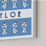 "Disney's Olaf Song" - Personalized Art Print in Frost by Vivian Yiwing - Frame Close-up