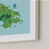 "Never Land Map" - Art Print in Ocean by Renee Christensen - Frame Close-up