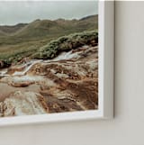 "Scottish Stream" - Art Print in Scottish Greens by Lisa Moore - Frame Close-up