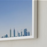 "Hazy Skyline" - Art Print in Sky Blue by Meredith Acton - Frame Close-up