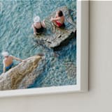"Sunbathers" - Art Print in Turquoise by Jennifer Jacobson - Frame Close-up