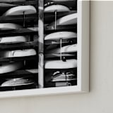 "Hood River Boards" - Art Print in Black & White by Shari Margolin - Frame Close-up