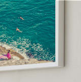 "Seaside" - Art Print in Bright Teal by Kitty Seeber - Frame Close-up