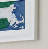 "Massachusetts in Paint" - Art Print in Massachusetts Blue by Denise Wong - Frame Close-up