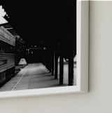 "Black and White Train Platform" - Art Print in Black and White by Aquenne - Frame Close-up