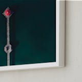 "HB Pier From Above" - Art Print in Cherry by Christian Florin - Frame Close-up