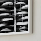 "Hood River Boards" - Art Print in Black & White by Shari Margolin - Frame Close-up