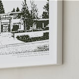 "Custom House Portrait with Text" - Custom Print in Olive Shadow by Minted - Frame Close-up