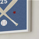 "Little Slugger Series 3" - Personalized Art Print in Denim by Pinky Diamond Studio - Frame Close-up